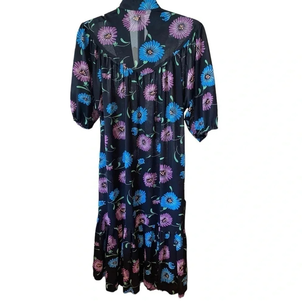 vintage black purple and blue daisy mumu - Picture 4 of 8